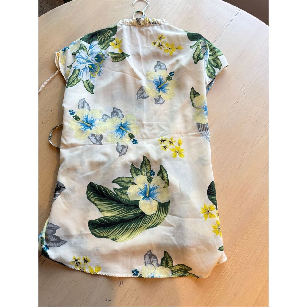 Zara Tropical Print Blouse SZ M - Picture 9 of 10